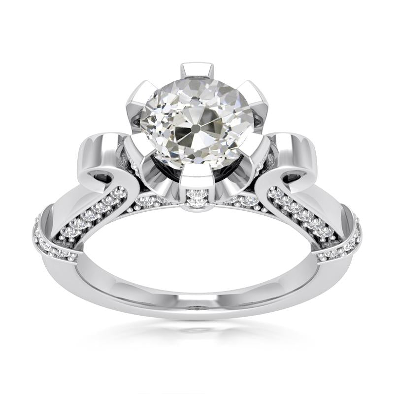 Fede Nuziale In Stile Vintage Con Naturale Diamanti A Taglio Antico Rotondo Con Accenti 5 Carati