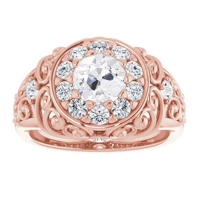 Fede Nuziale In Stile Vintage, Tonda, Con Vero Diamante A Taglio Vecchio Miniera, 5,25 Carati