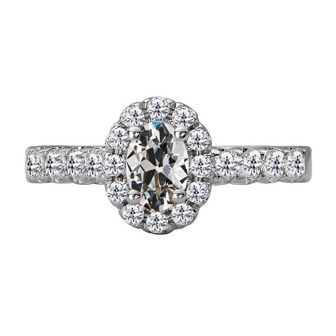 Fede Nuziale Ovale Con Genuino Diamante Taglio Antico, 7 Carati, Oro 14K