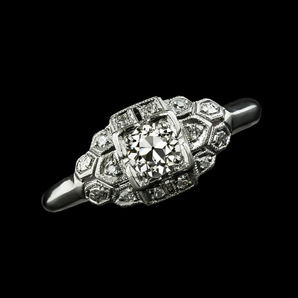 Fede Nuziale Tonda In Oro Con Genuino Diamante Vecchio Minatore. Gambo Milgrain 2.25 Carati