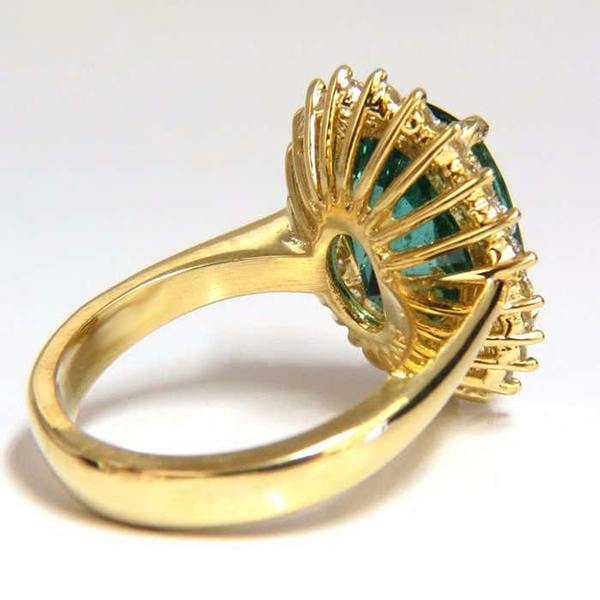 Fede Nuziale Oro Giallo 14K Con Smeraldo Verde Ovale 11 ct