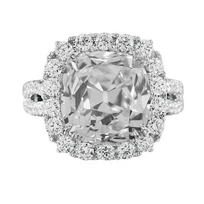 Fedi Nuziali Halo Da Donna Old Cut Cushion Vero Diamond Split Shank 9 Carati