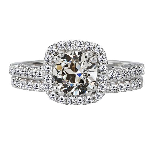 Fedi Nuziali Halo Con Vero Diamanti A Taglio Vecchio Miniera, Oro 14K, 6 Carati