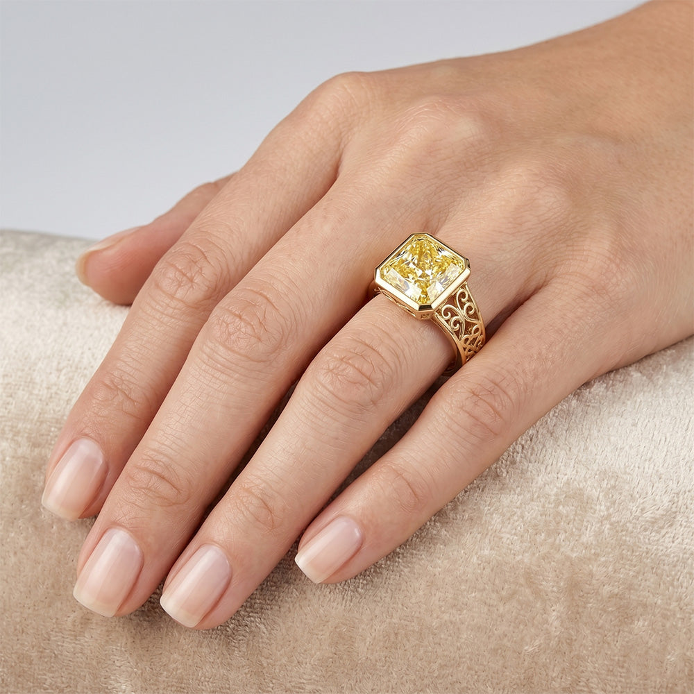 Filigrana Diamante Canarino Anello 2,5 carati – Oro Giallo 14K