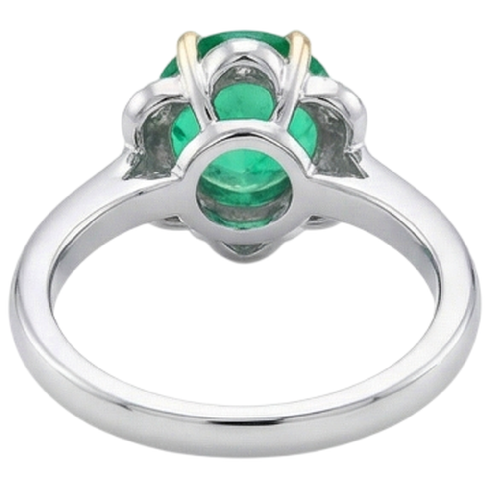 Smeraldo Colombiano Anello Pietra Colorata 2,50-carati Oro Due Toni 14K – vista dettaglio