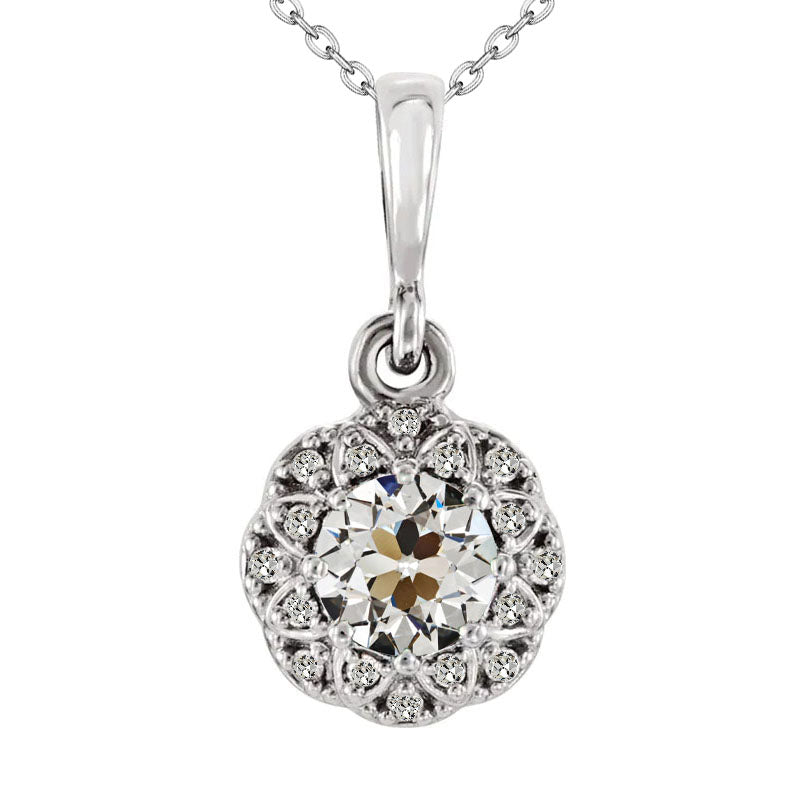 Taglio Old Mine Diamante anello in Oro Bianco 14K – vista principale