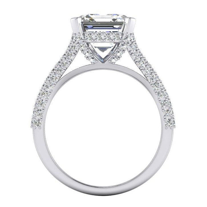 Gambo Diviso Smeraldo Genuino Diamante Anello