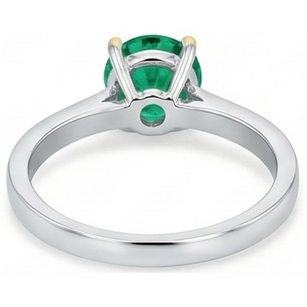 Smeraldo Anello Pietra Colorata 3-carati Oro Due Toni 14K – vista posteriore