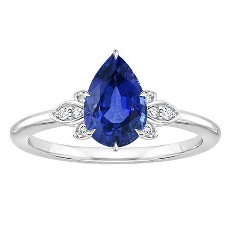Zaffiro Blu Fiordaliso Anello Pietra Colorata 2-carati Oro Bianco 14K – vista principale