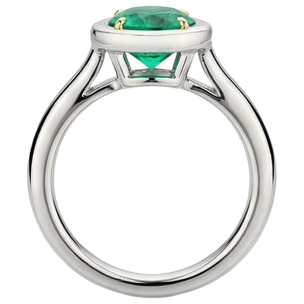 Anello con Gemma Oro 14 Carati Bicolore con Smeraldo – vista posteriore