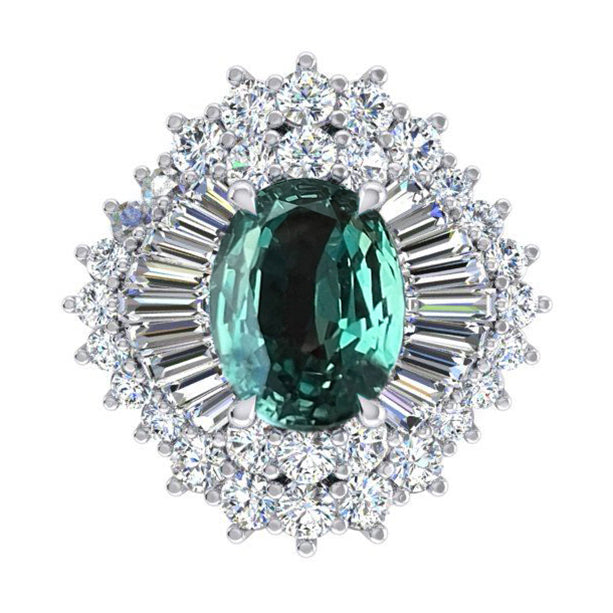 Genuino Alessandrite Anello Con Diamante Gioielli di Dichiarazione