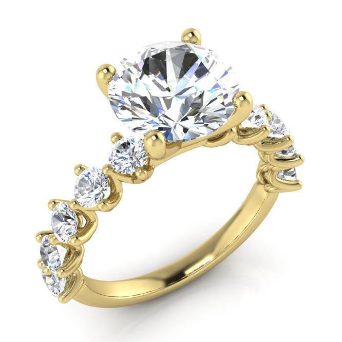 Genuino Anello Con Rotondo Diamante Con Accenti Oro Giallo