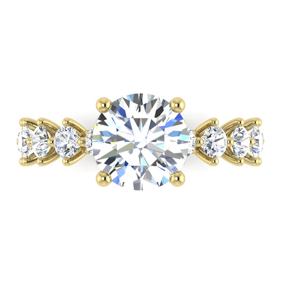Genuino Anello Con Rotondo Diamante Con Accenti Oro Giallo