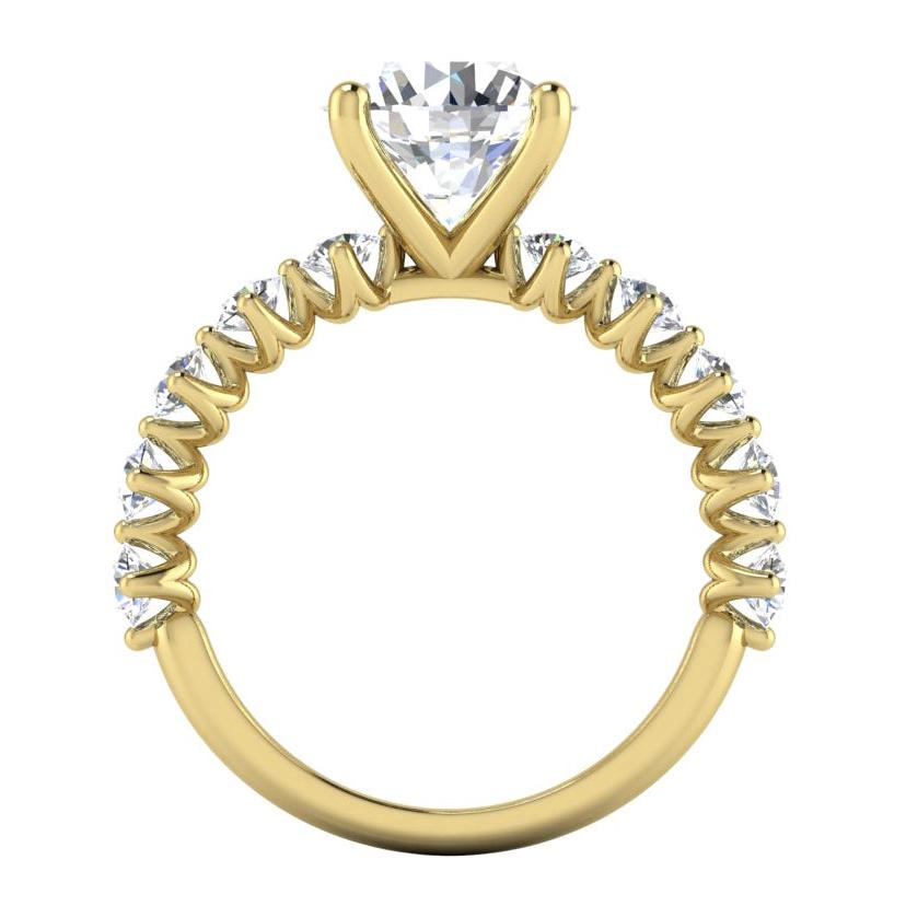 Genuino Anello Con Rotondo Diamante Con Accenti Oro Giallo