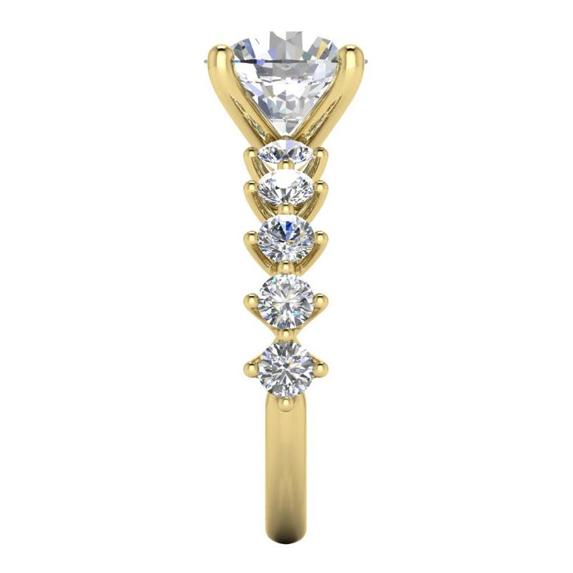 Genuino Anello Con Rotondo Diamante Con Accenti Oro Giallo
