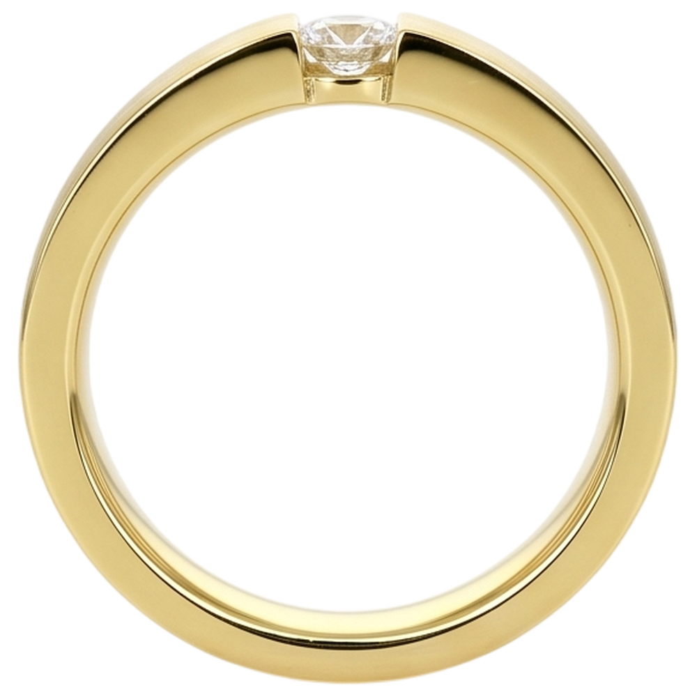 Genuino Anello Da Uomo In Oro Giallo 14K 0.75 Carati Con Set Di Tensione
