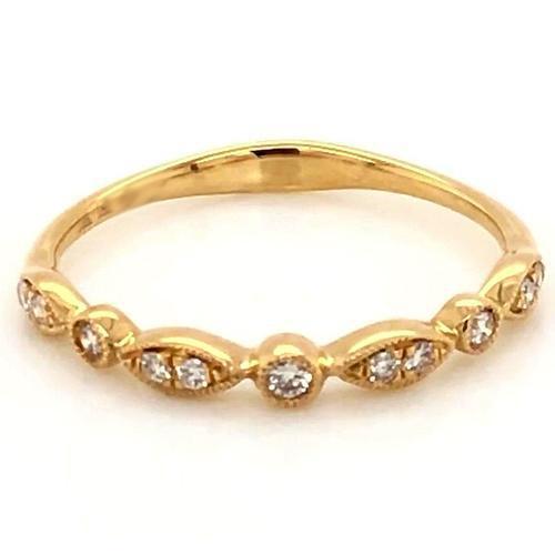 Genuino Anniversario Fede Nuziale 0.50 Carati Pave Setting Fine Jewelry