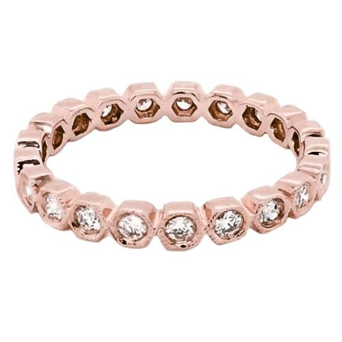 Genuino Eternity Band 2.10 Carati Con Castone E Gioielli In Oro Rosa Milgrain