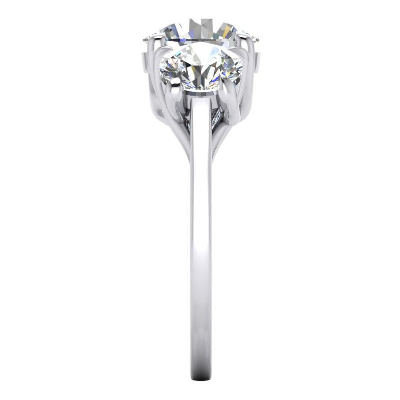 Genuino Rotondo Diamante Anello Con Tre Pietre