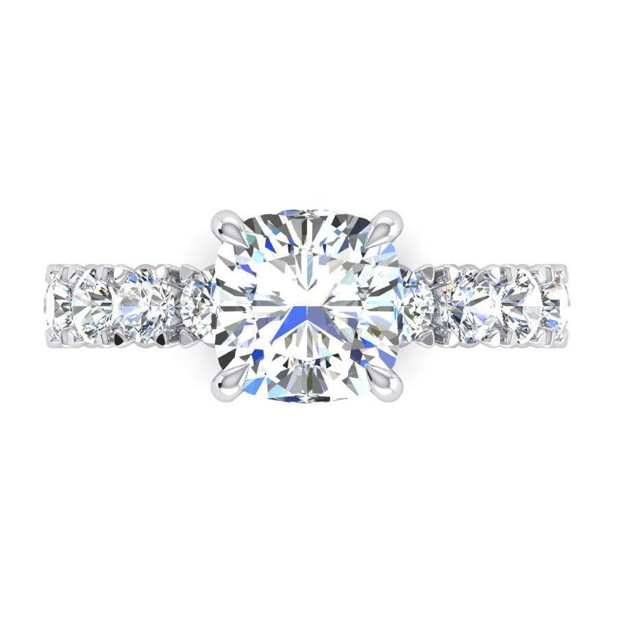 Genuino Simpatico Anello Di Fidanzamento Moderno Con Cuscino Oro Bianco 5 Ct