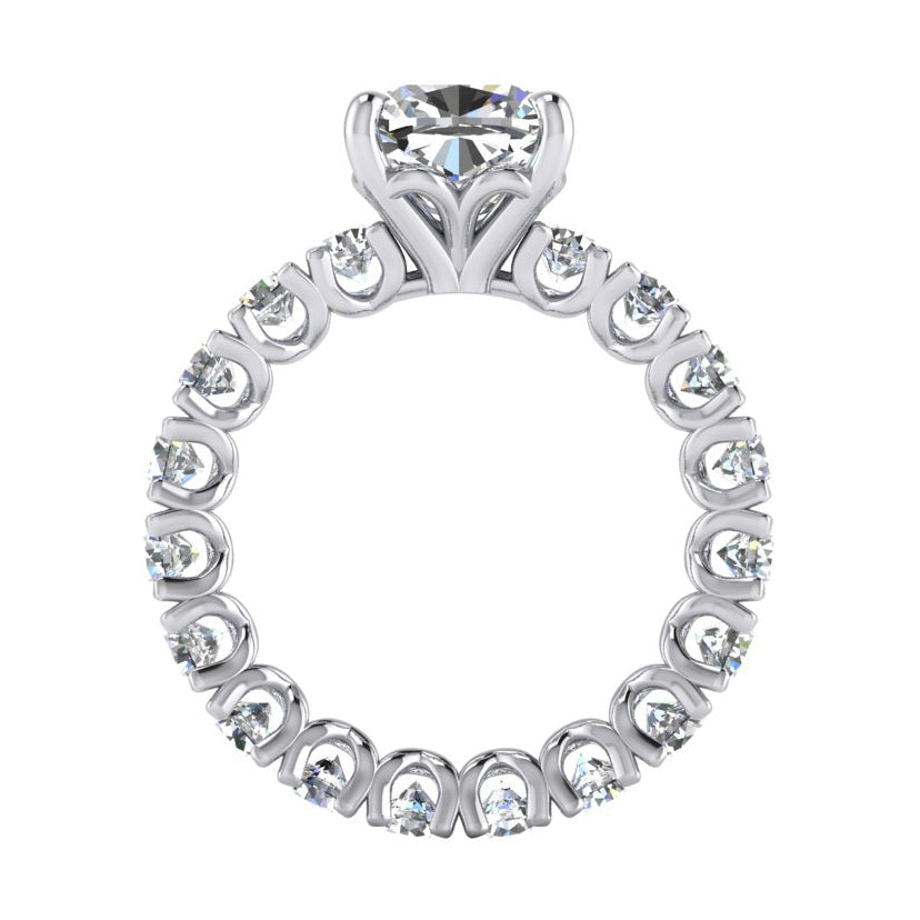 Genuino Simpatico Anello Di Fidanzamento Moderno Con Cuscino Oro Bianco 5 Ct