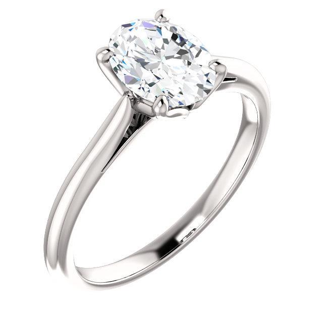 Genuino Solitario Anello Di Fidanzamento Ovale 5 Carati Oro Bianco 14K