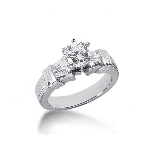 Genuino Anello Anniversario In Oro Bianco Con Tre Pietre Da 2.30 Ct.