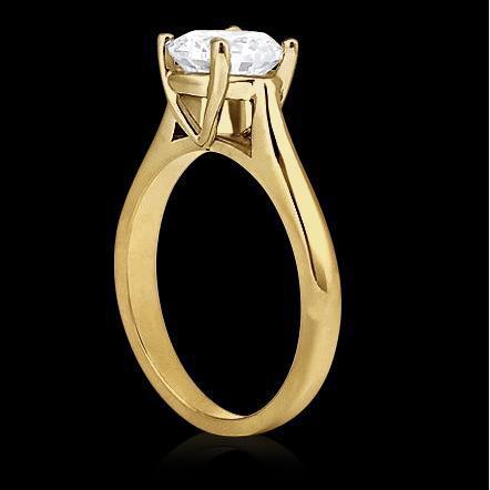 Genuino Anello Di Fidanzamento In Oro Giallo 14K Con Solitario Rotondo Da 0,75 Carati