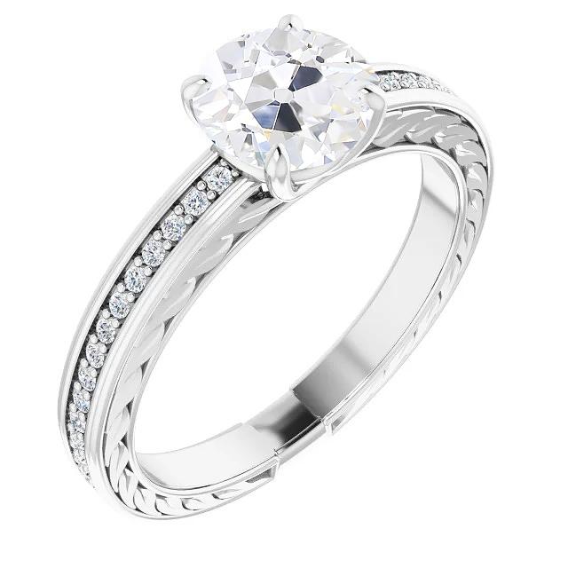 Genuino Anello In Oro 14K Con Taglio A Miniera, Taglio Antico, Stile Antico, 4,25 Carati