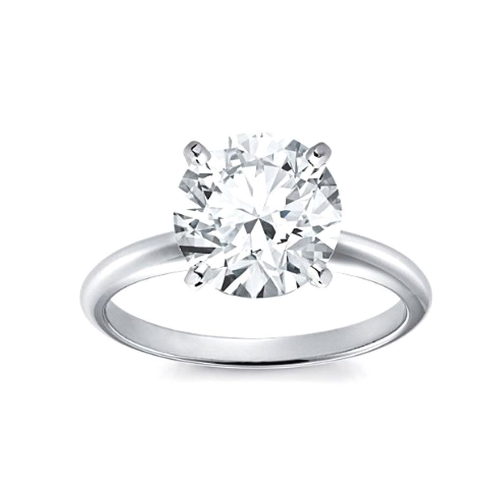Genuino Diamante Rotondo Solitario Da 1 Carati Con Anello Di Fidanzamento In Oro Bianco 14K
