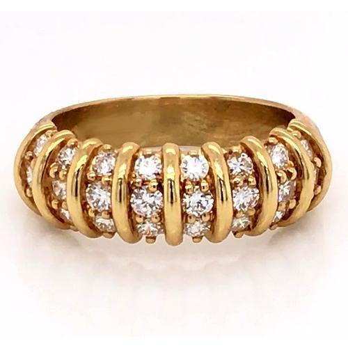 Gioielleria Da Donna In Oro Giallo Con Naturale Diamanti Stile Vintage 2 Carati A Fascia Con Diamanti