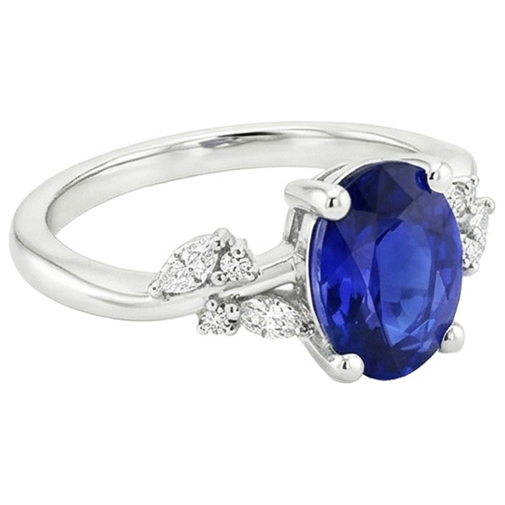 Gioielleria con pietre preziose Anello con zaffiro blu e diamanti 4.50 carati