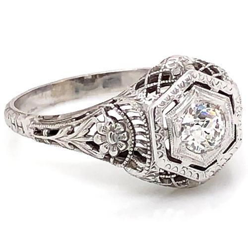 Gioielli Art Nouveau Nuovo Anello Di Fidanzamento Filigrana Di Vero Diamanti Da 1 Carato