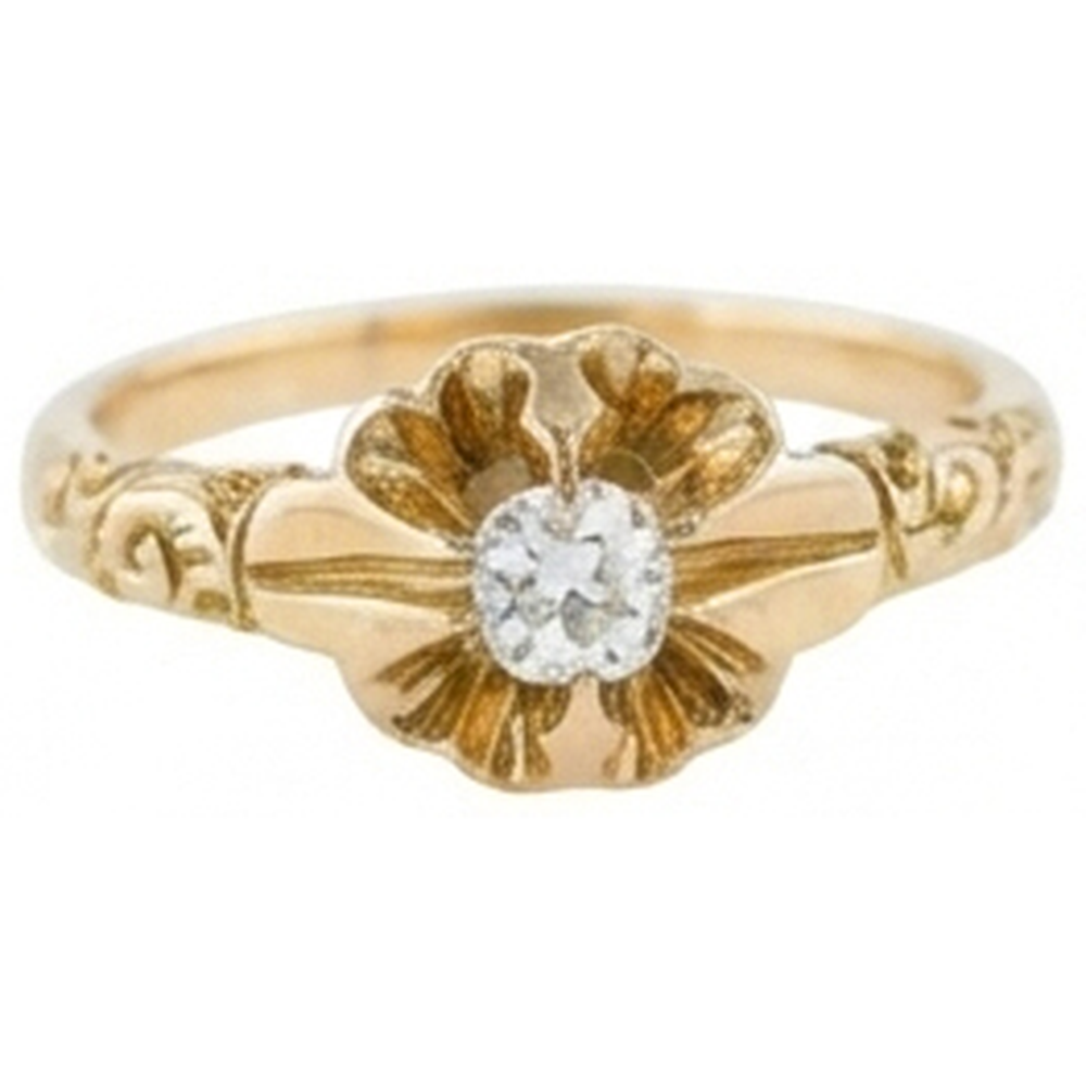 Gioielli Art Nouveau Nuovo Anello Solitario Rotondo Vecchio Minatore Genuino Diamante Naturale Autentico ( non creato in laboratorio ) 0,50 Ct