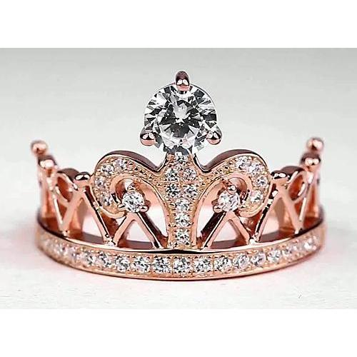 Gioielli Personalizzati Anello Stile Corona Vero Diamante Rotondo 1,50 Carati