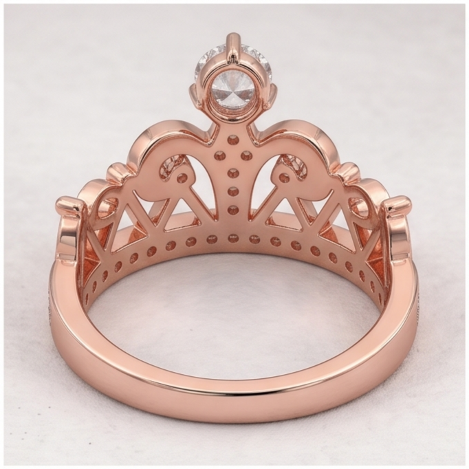 Gioielli Personalizzati Anello Stile Corona Vero Diamante Rotondo 1,50 Carati