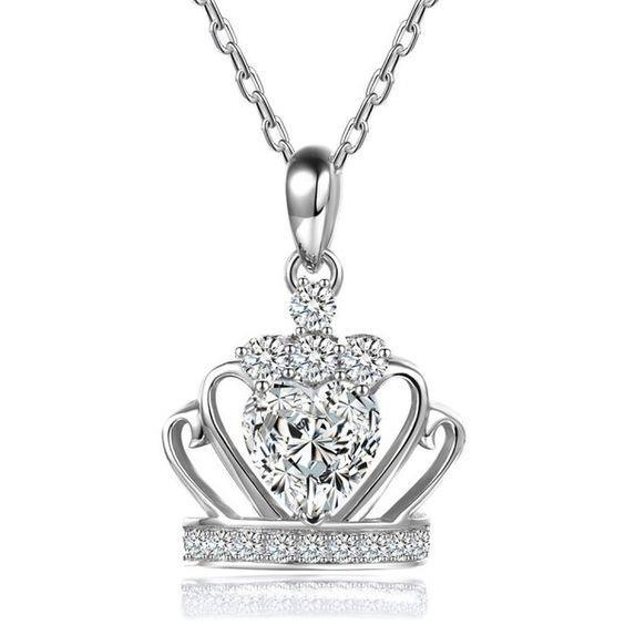 Gioielli Personalizzati Corona Collana Cuore Ciondolo Di Naturale Diamanti