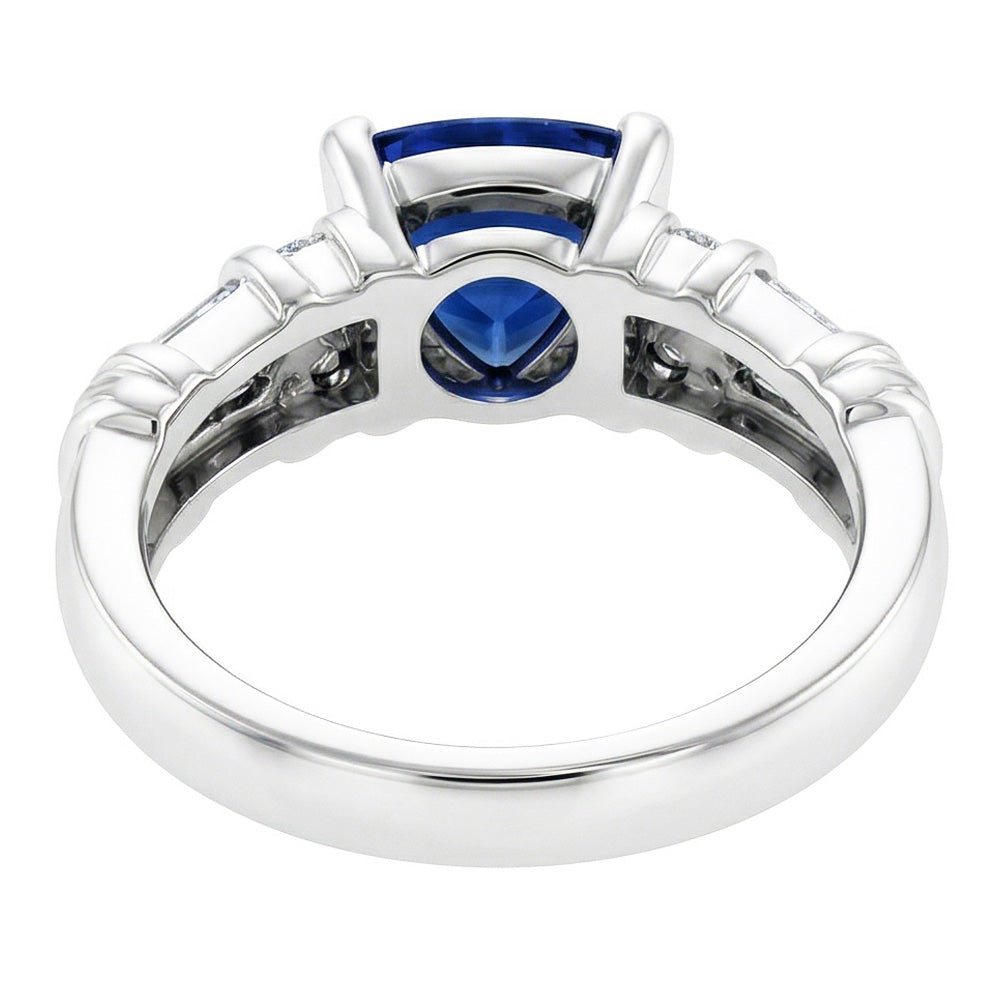 Gioielli con diamanti Anello trilioni di zaffiri 2 carati oro bianco 14K