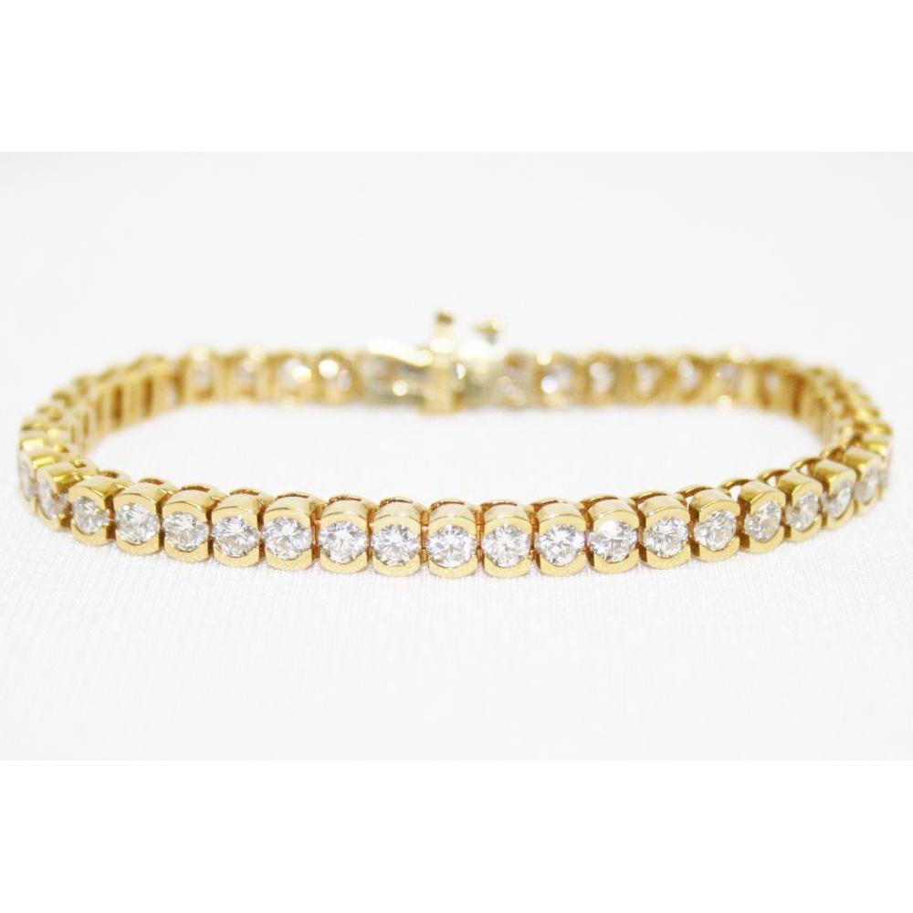 Gioielli Per Bracciale Da Tennis Da Donna In Oro Giallo 14K Con Vero Diamanti Rotondi 9 Carati