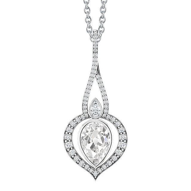 Brillante Pendente a Goccia 1,50 carati Oro Bianco 14K – vista principale