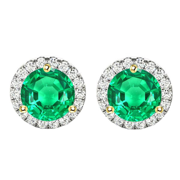 Gemstone Earring Oro 14 Carati Bicolore con Smeraldo Fine – vista principale