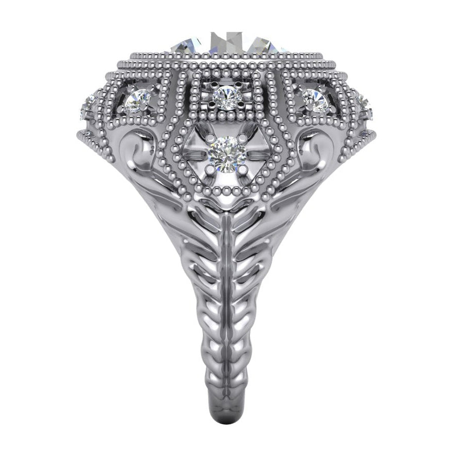 Grande Anello Da Donna Stile Antico Naturale Diamanti Enormi