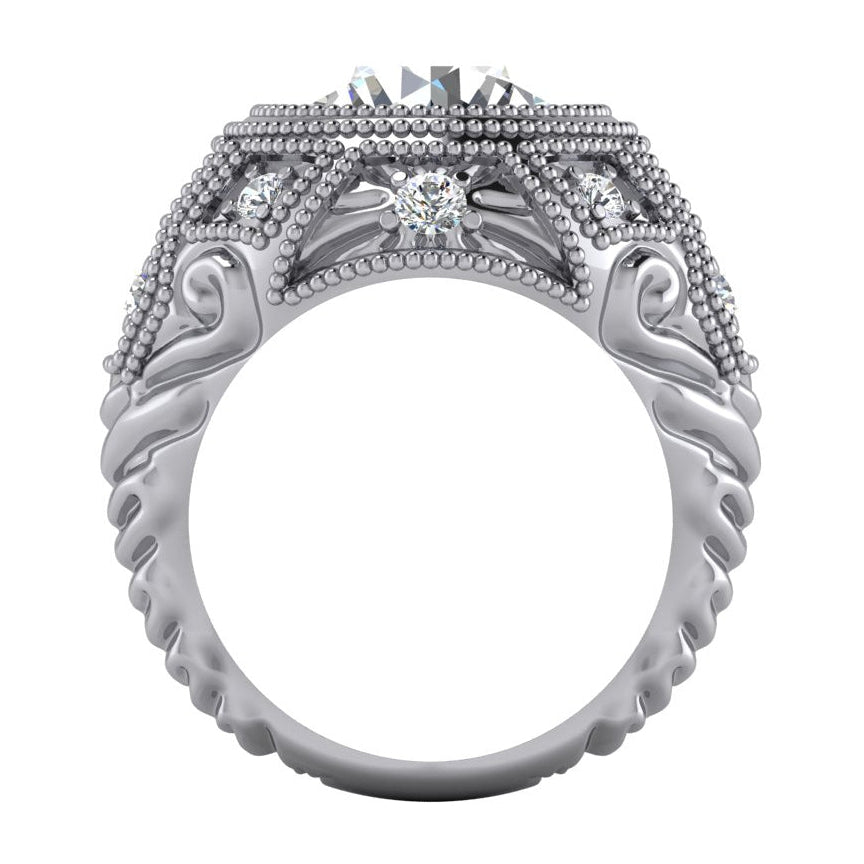 Grande Anello Da Donna Stile Antico Naturale Diamanti Enormi
