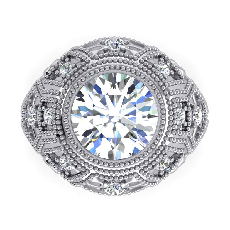 Grande Anello Da Donna Stile Antico Naturale Diamanti Enormi