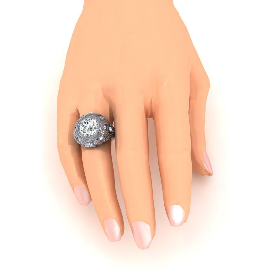 Grande Anello Da Donna Stile Antico Naturale Diamanti Enormi