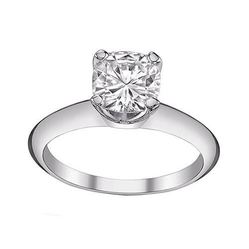 Grande 3 Ct. Anello Solitario Con Vero Diamante Taglio Cuscino In Oro Bianco