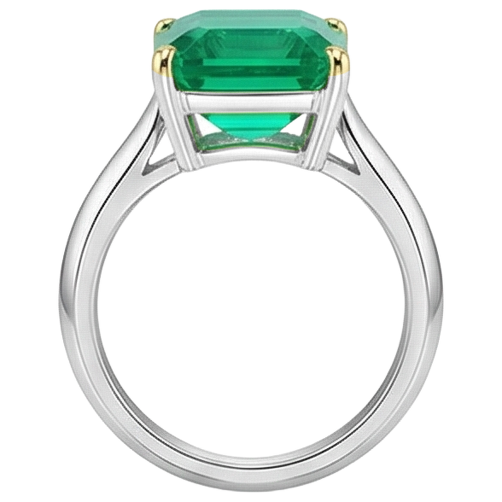 Anello Pietra Colorata Oro 14 Carati Bicolore con Smeraldo – vista dall'alto