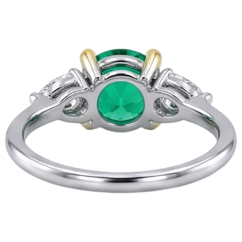 Anello con Gemma Oro Bicolore 14K con Smeraldo Fine – vista dettaglio