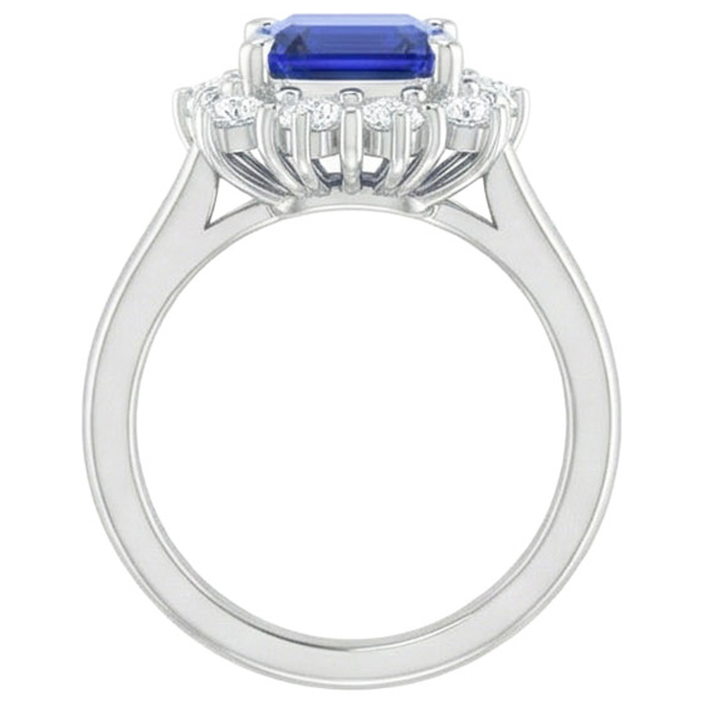 Halo Diamond Emerald Ceylon Zaffiro Anello di fidanzamento 8.20 carati