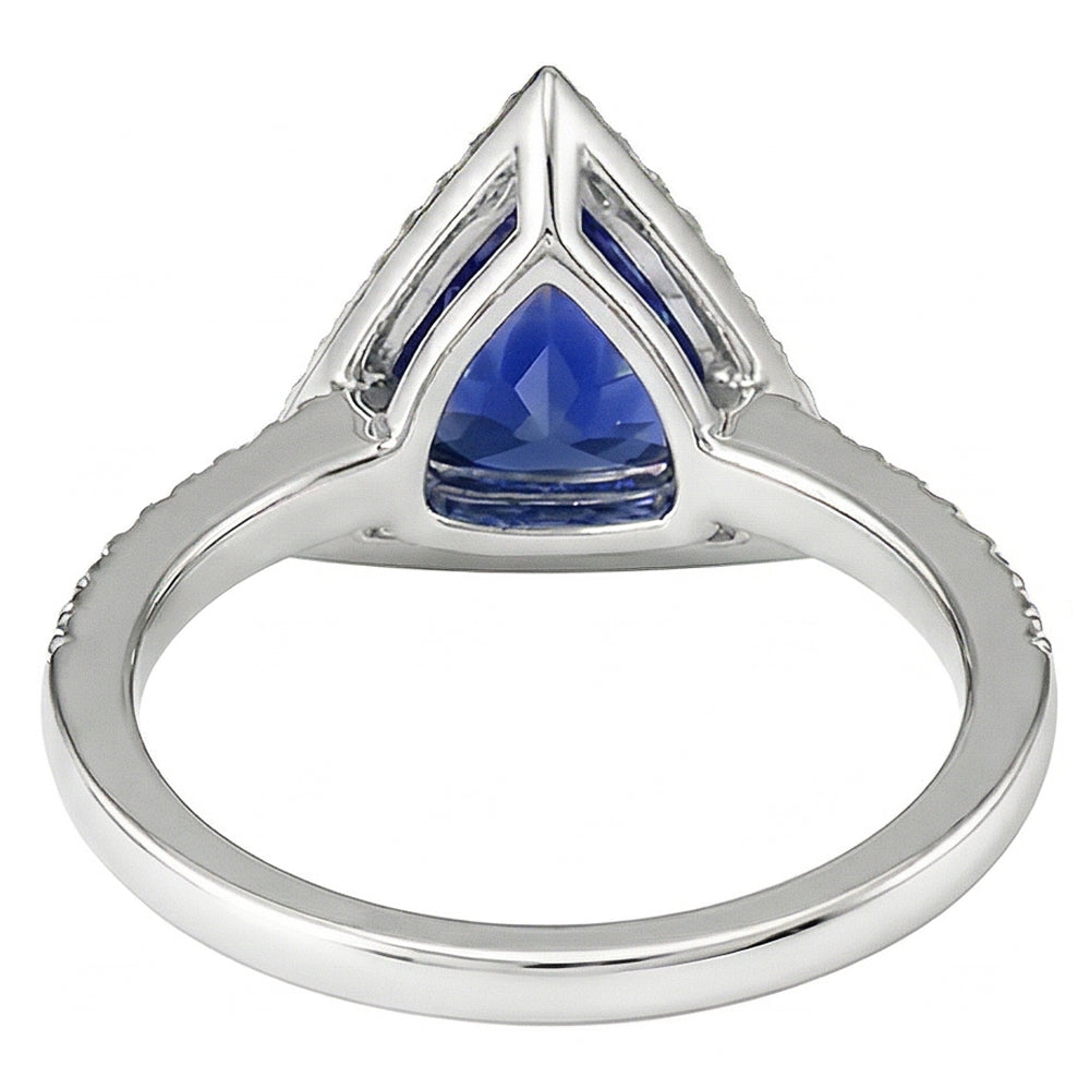 Halo Round Diamond Ring Trillion Sapphires 1,50 carati Gioielli da donna con oro bianco 14K